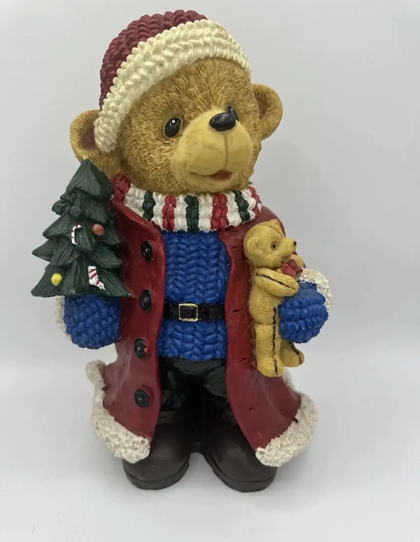Resin Christmas Bear 11 Inch - Bright Colorful