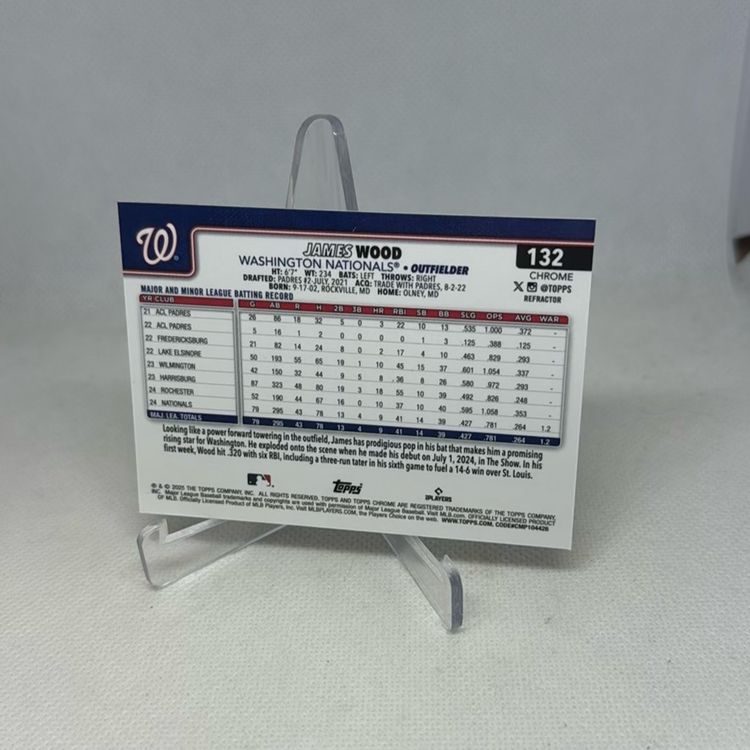2025 Topps Chrome Baseball James Wood Rc Refractor Washington Nationals