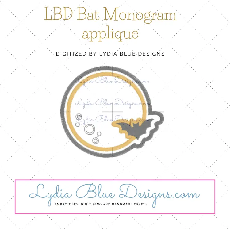 LBD Bat Monogram applique Design -DIGITAL Content Only - not a physical product