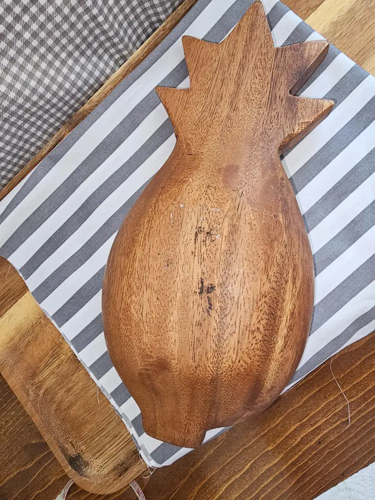 Hand-Carved Wooden Pineapple Bowl