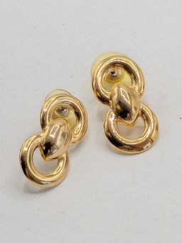Vintage Gold Tone Double Circle Pierced Earrings