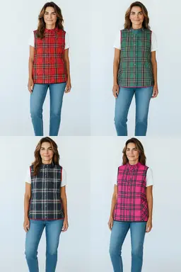 Lot of 4 - Kim Gravel Jingle Belles Totally Tartan Reversible Vest – Style A667152