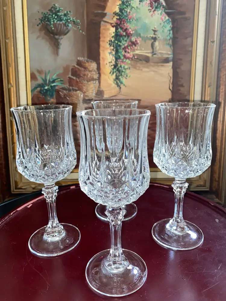 Vintage Set of 4 Crystal Sherry Wine Glasses Longchamp by Cristal d'Arques-Durand | Drinkware | France