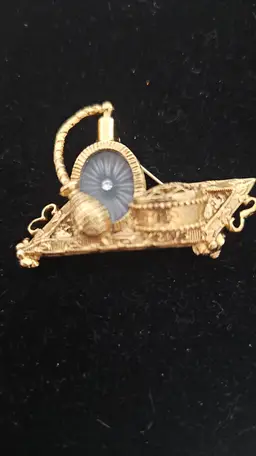 AJC camphor glass Vanity tray brooch