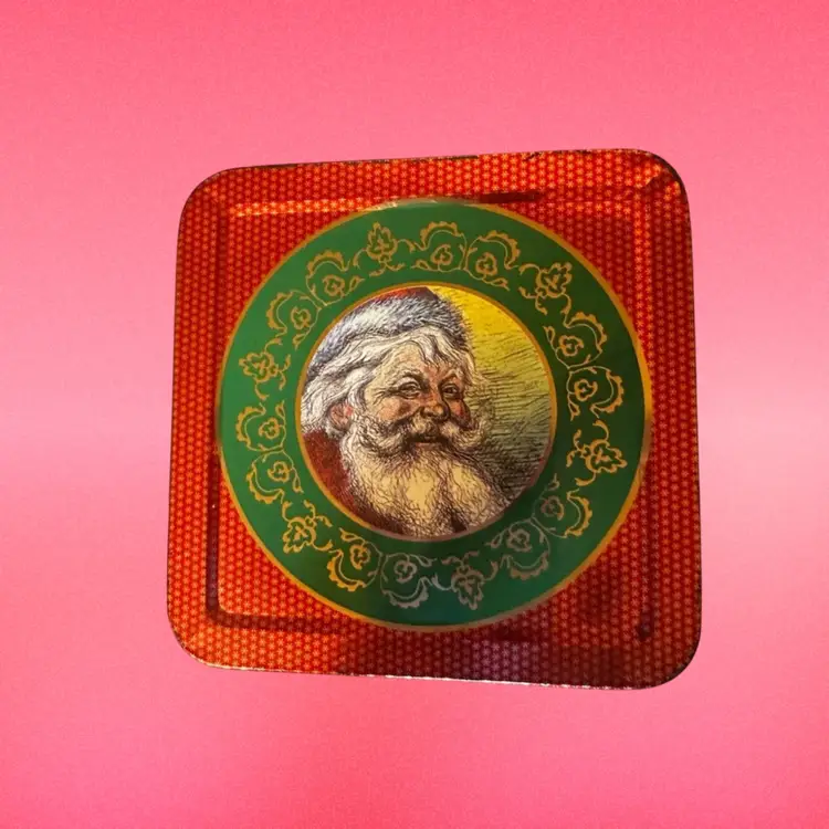 Vintage square holiday tin box