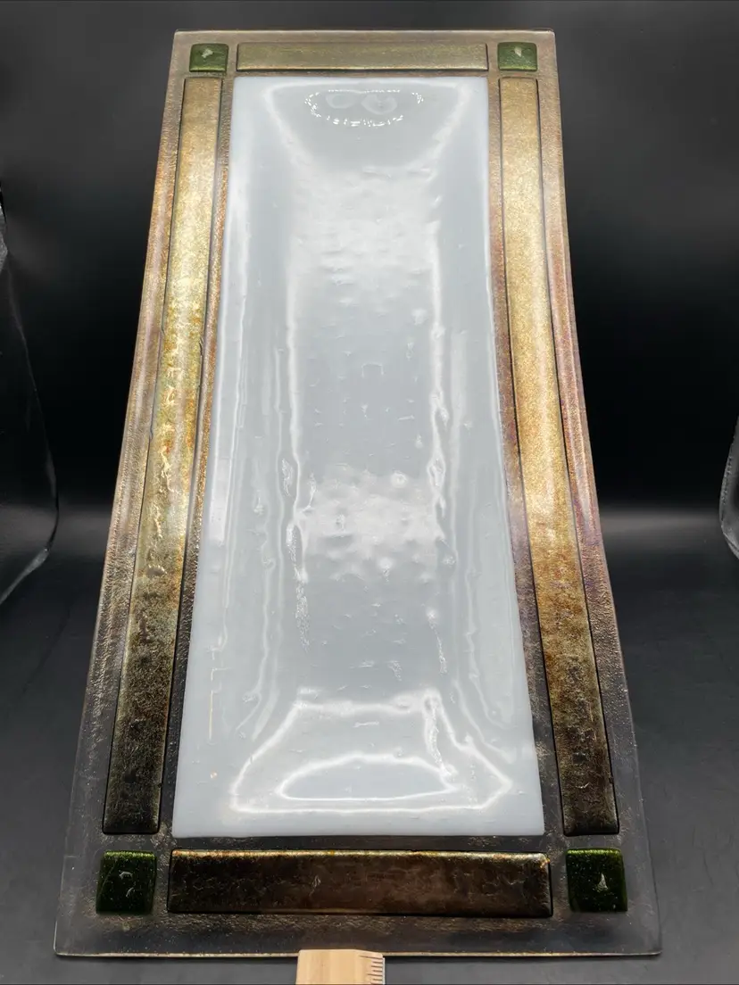 VTG 1998 Fused Glass Tray Signed 18” x 8.5”