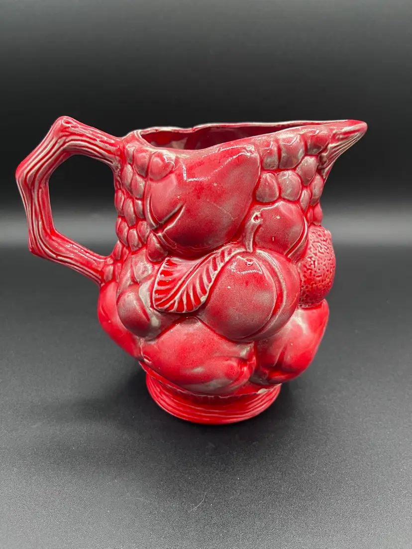 **Red Inarco Bubble Fruit Pottery Pitcher 6.5”🍎🍇🍓🍒