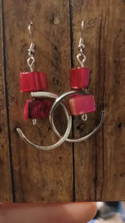 Pink curl tine earrings