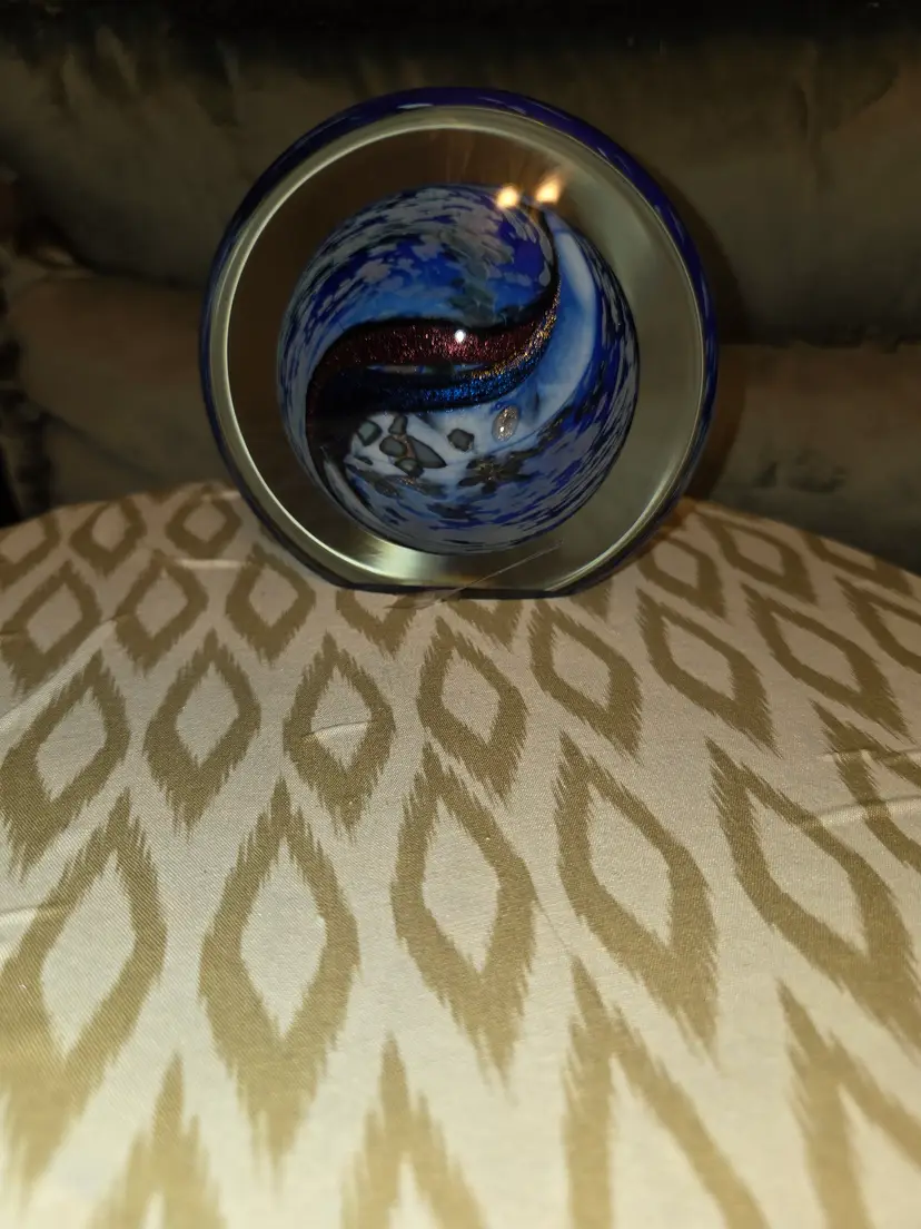 Signed Rollin Karg Glass Paperweight