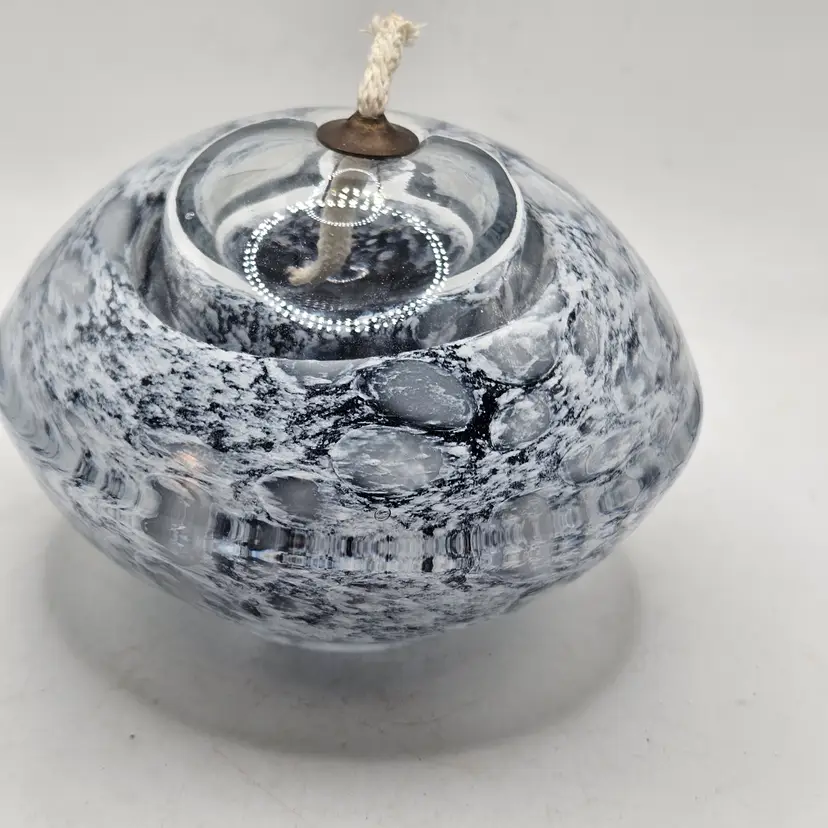 Kronos Poland art glass oil lamp with wick Estate Find