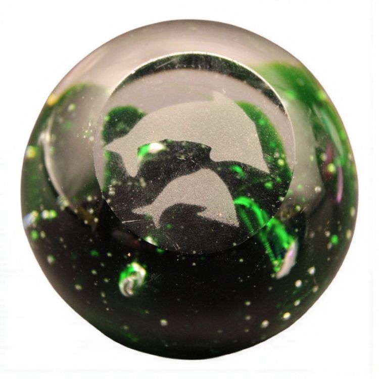 Green Dolphins Paperweight 2 1/2” Tall