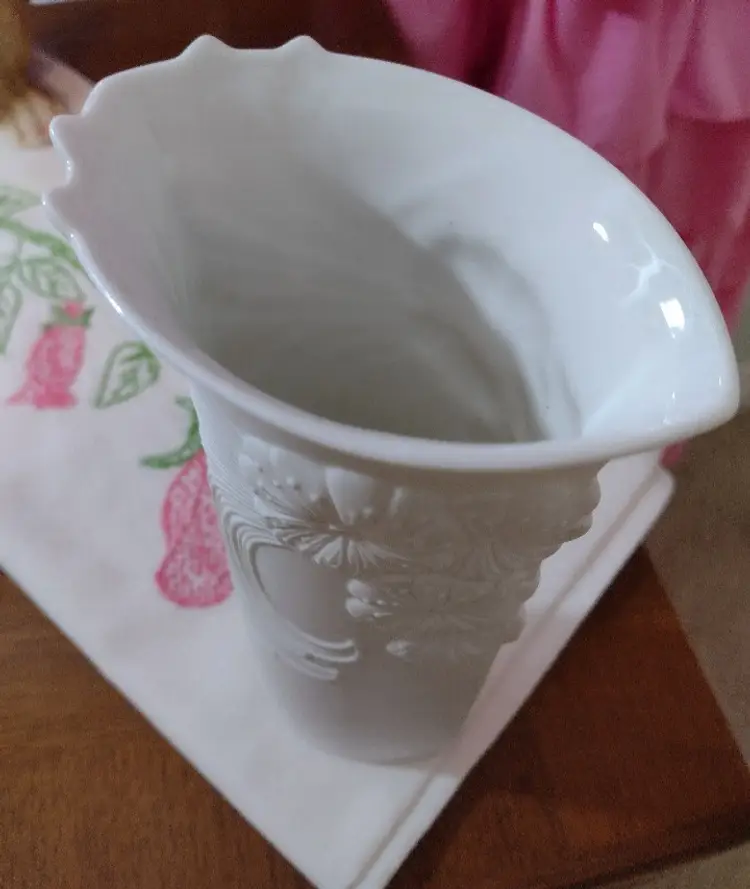 AK Kaiser West Germany bisque Vase - Vintage White Floral Vase