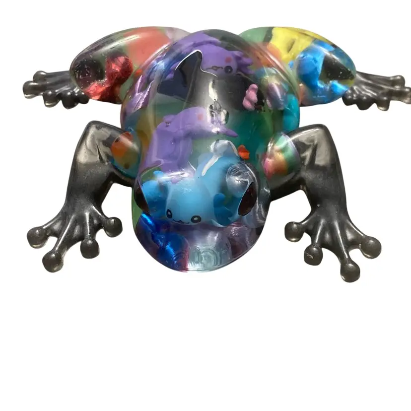 Handmade Frog With Multicolored Duck And Axolotl Inserts Figurine Paperweight