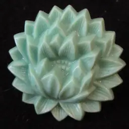 Vintage Light Green Celluloid Lotus Flower Brooch Lapel Pin - 1.25 Inches