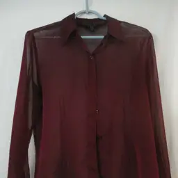 Express Merlot Sheer Blouse Shirt Size 7/8 Special occasion or casual