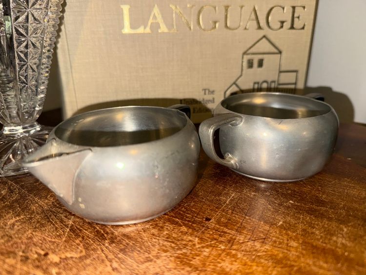 Royal Holland KMD Tiel Pewter Creamer and Sugar Bowl Set