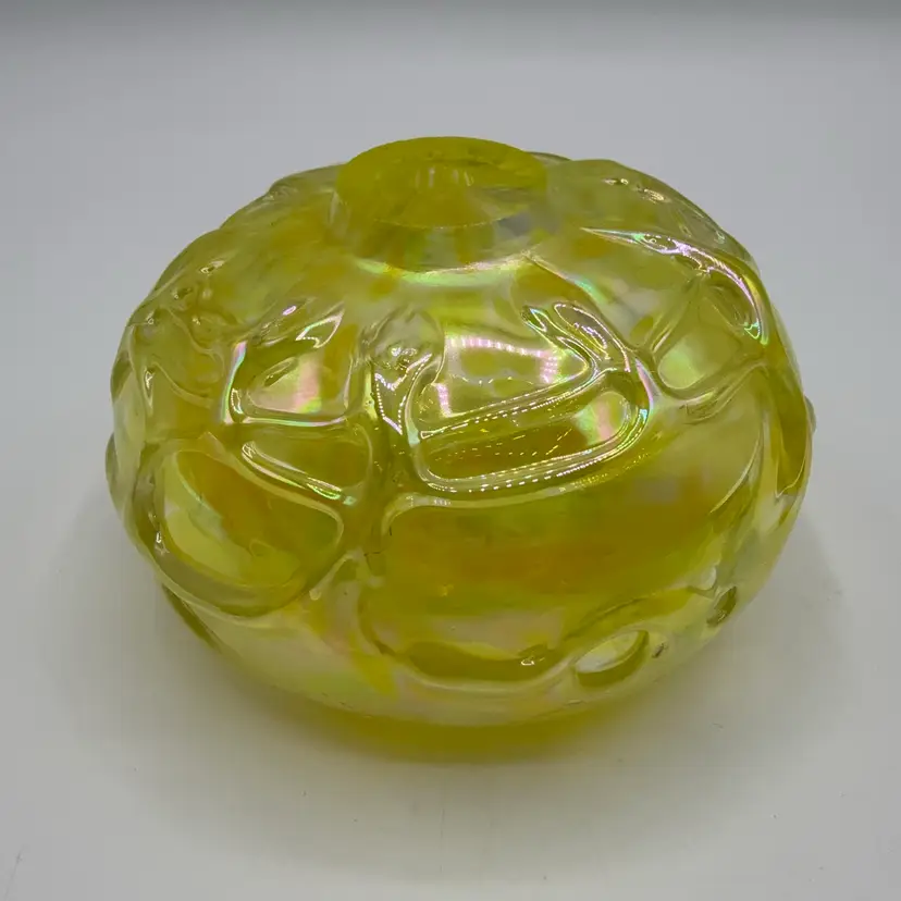 Herb A. Thomas HAT Yellow Iridescent Glass Oil Lamp Does Not Include Wick