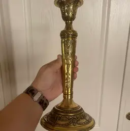Vintage Brass Bow Motif 12” Candlestick