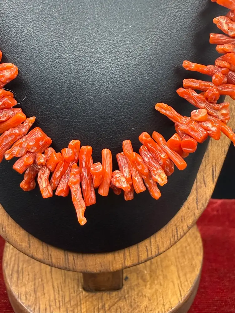 vintage natural red branch coral necklace