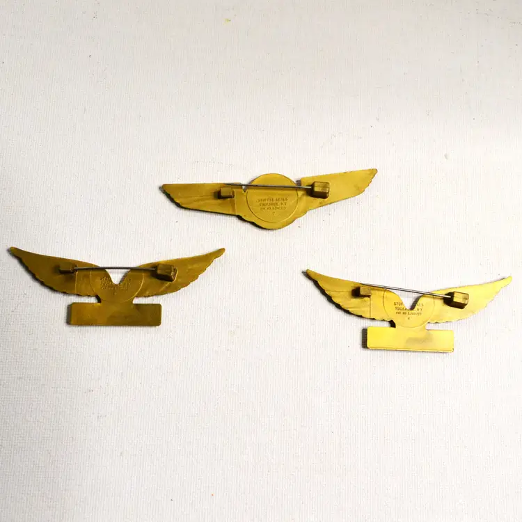 Airline Promotional Pins Set Of 3 US Air Piedmont Gold Colored Plastic Collectible Transportation