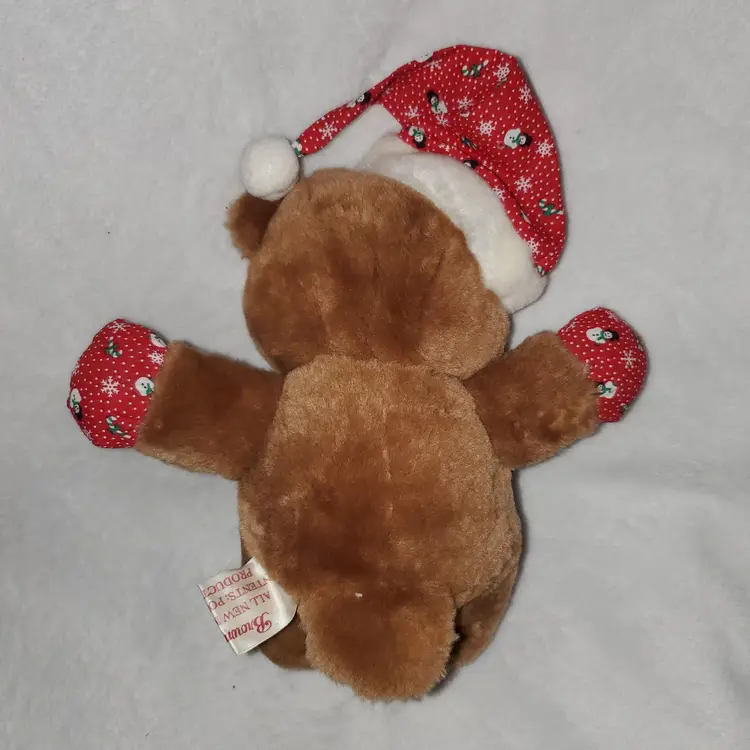 Vintage Brown & Haley Plush Bear with Santa Hat and Bow Tie
