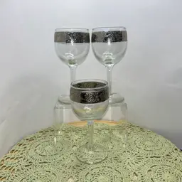 Vintage Culver "Tyrol" Silver Rim Wine Goblets-Set Of 3