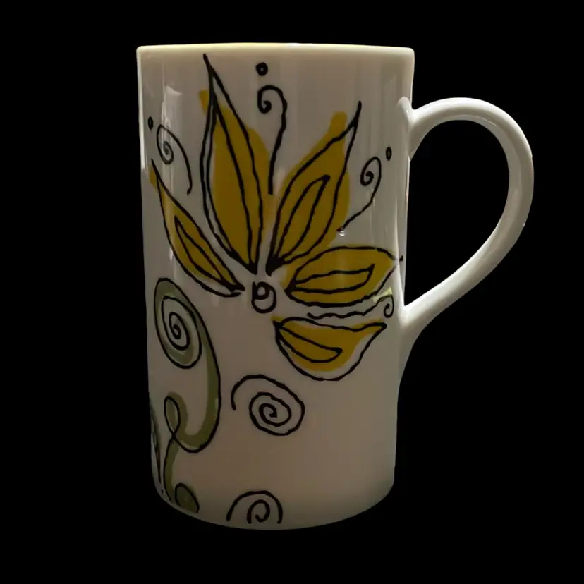 Starbucks 2006 Yellow Floral Springtime 12 oz. Tall Coffee Mug Cup