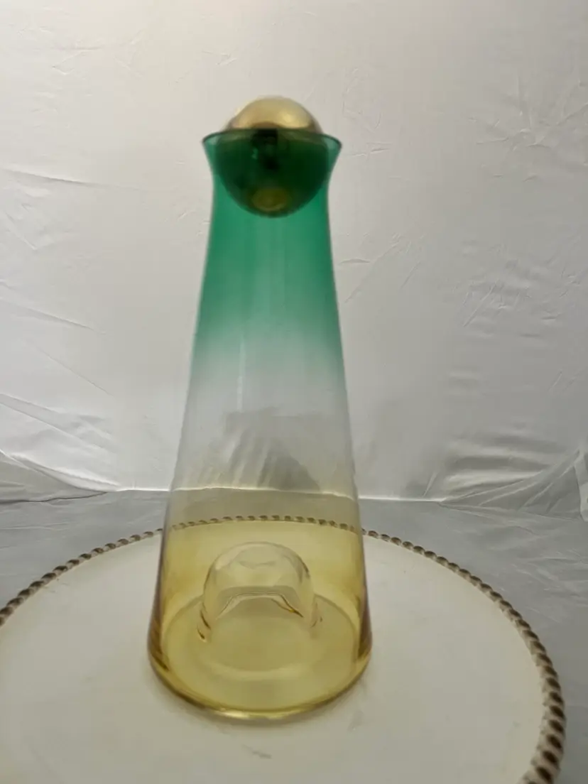 Crofton ombré 37 Ounce  Glass Water Carafe Gold Metal Ball Decanter