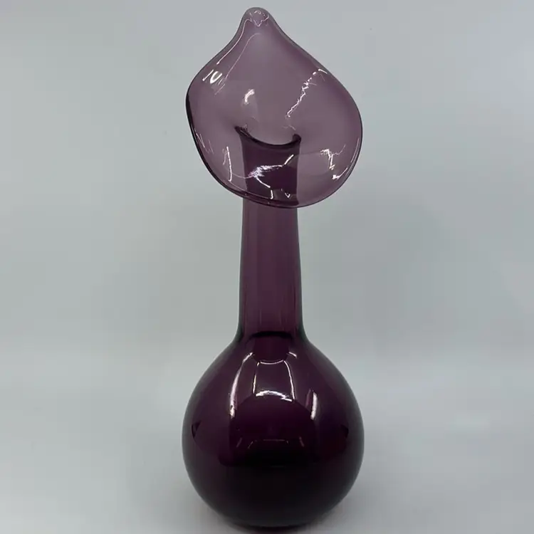 Silver Dollar City Amethyst Art Glass Jack In The Pulpit Bulb Vase 10.25”
