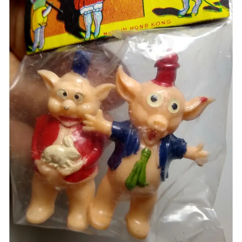 Dressed Pig Toys In Original 1960's Header Card Anthropomorphic Comical Cute