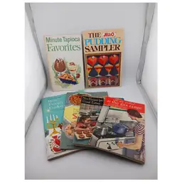Set of 6 vintage Cooking Booklets from 1930's to 1970's. Amana, Jello, Gas Cooking, etc.