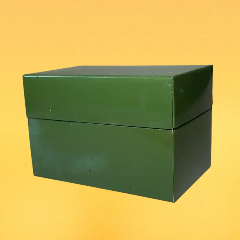 Vintage Green Metal Recipe Box w/ Alphabet File Tabs