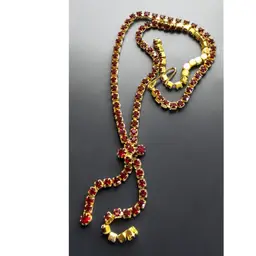 Petite Red Rhinestone Necklace - 15” with 2.25” Dangle