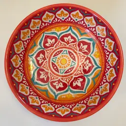 Boho Melamine Salad Bowl with Serving Utensils