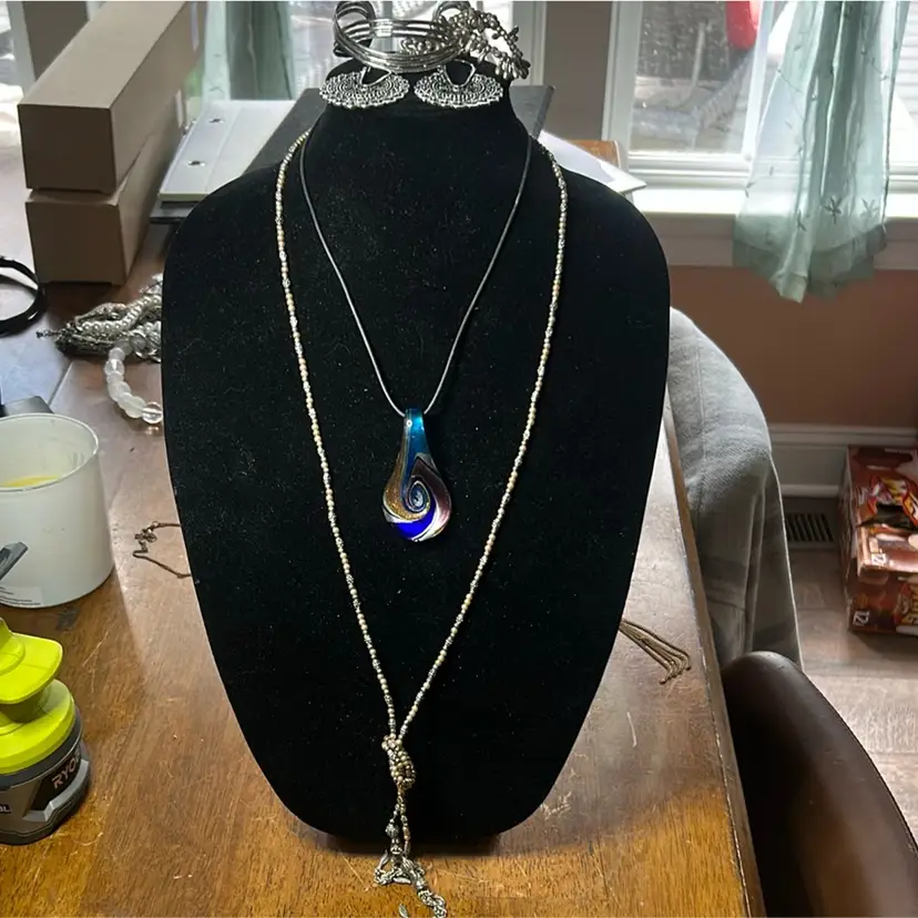 #29 - Silver And Blue Art Glass Lot