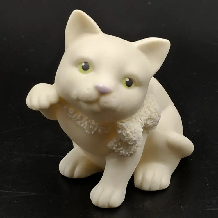 Snowbabies Cat Dept. 56 Easter 1999 Vintage White Green Eyes Mint Cond Kitty