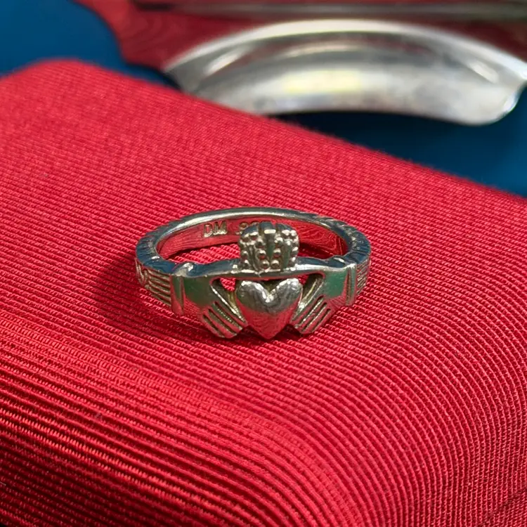 Sterling Silver Claddagh Ring DM 925 Irish Crowned Heart & Hands US Size 7