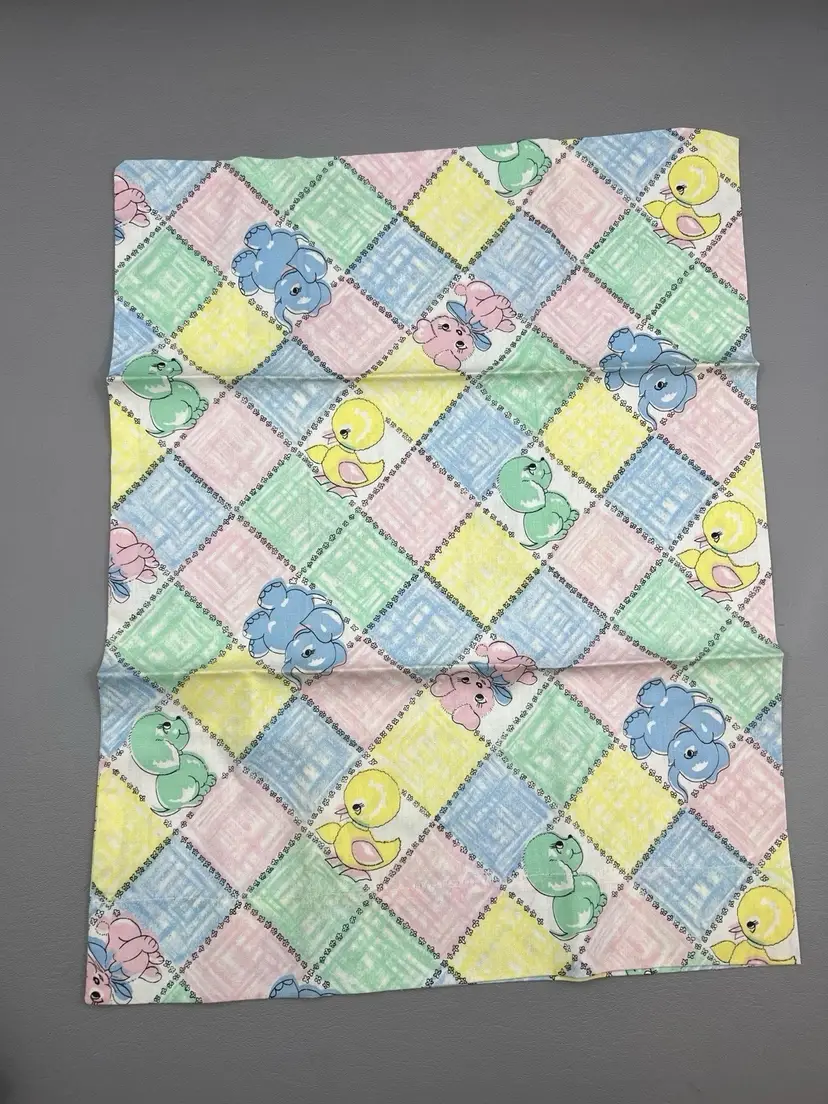 Vintage Baby Child Pillowcase Duck Dog Cat Elephant Unisex Yellow Blue Pink Green