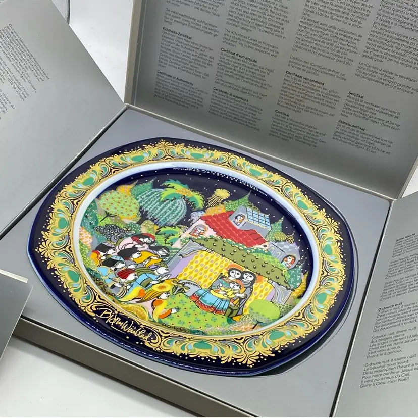 #2905 Bjorn Winblad Danish Ceramics Silent Night Christmas Plate Signed and Boxed Carols