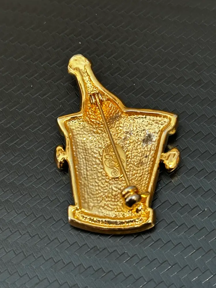 Kirks Folly Celebration Time Champagne Green Bucket Brooch