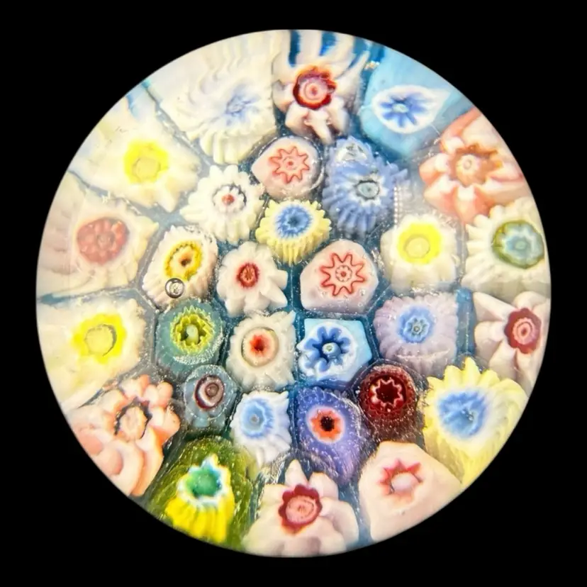 A Strathearn Close Pack Millefiori Mini Glass Paperweight 1.75β