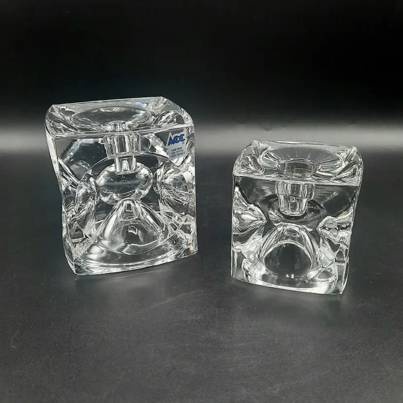 Cube Crystal Candle Holders Set of 2