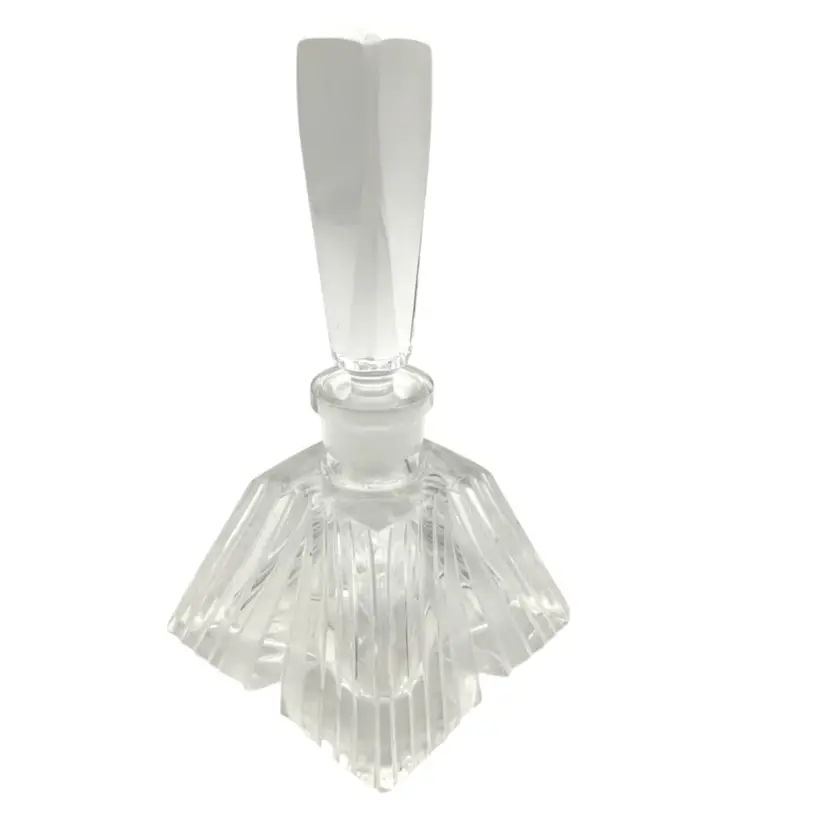 BIN - Vintage Art Deco Czech Cut Glass Triangle Dauber Perfume Bottle C6