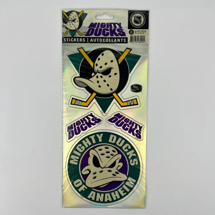 Vintage Anaheim Mighty Ducks Logo NHL Color Metallic Die-Cut Decal Stickers