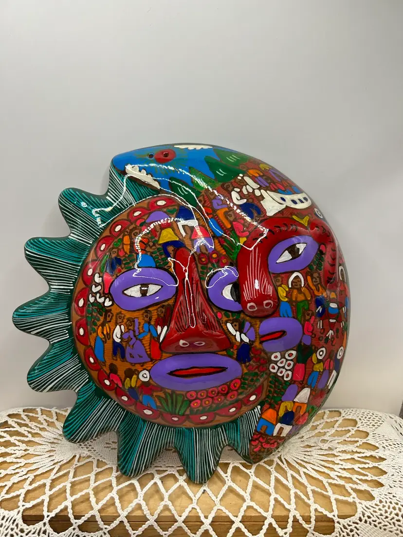 Moon & Sun Eclipse Terra Cotta Wall Hanging 9”. Some Of Me Glows !!!