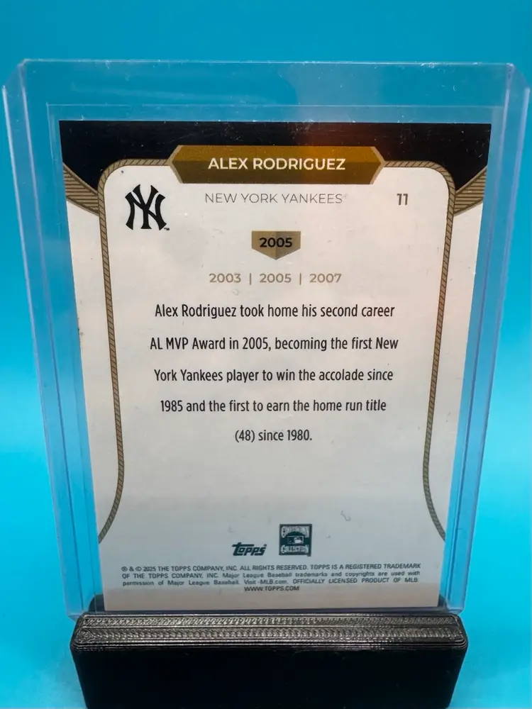 Alex Rodriguez Topps Welcome To The Club: 3X MVP New York Yankees
