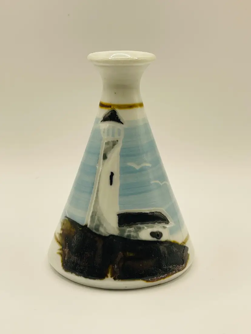 Vintage Georgetown Pottery Lighthouse Vase, Signed