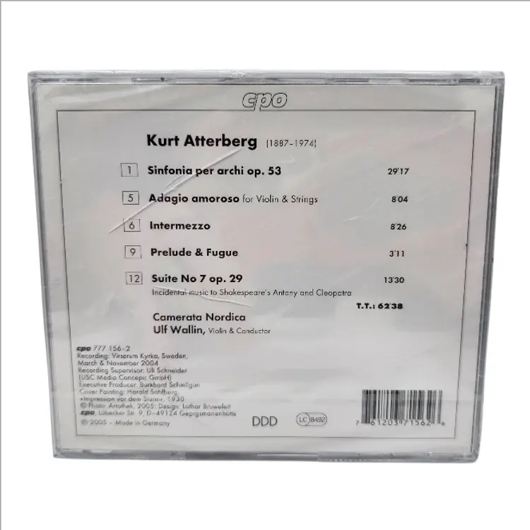 Kurt Atterberg Sinfonia Per Archi (Wallin, Camerata Nordica) (CD) Sealed.
