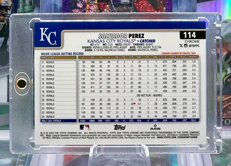 Salvador Perez 2025 Topps Chrome /150 Blue Lava Raywave Refractor SP Kansas City Royals