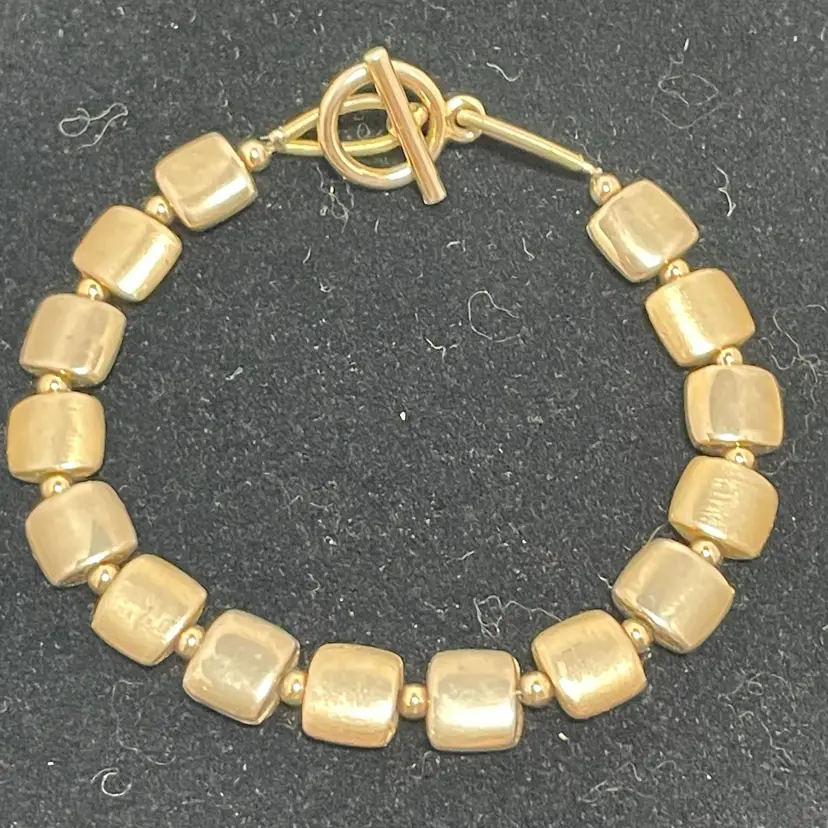 015 Brushed Gold/Silver Tone 7.75 Inch Bracelet